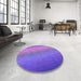 Round Patterned Purple Rug in a Office, pat147pur