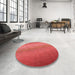 Round Patterned Red Rug in a Office, pat147rd