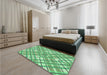 Patterned Jade Green Rug in a Bedroom, pat1470grn