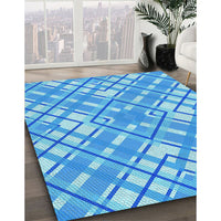 Patterned Neon Blue Rug, pat1470lblu