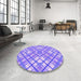 Round Patterned Purple Rug in a Office, pat1470pur