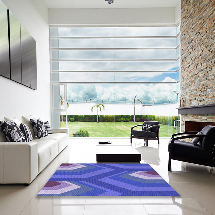 Square Patterned Light Slate Blue Rug in a Living Room, pat1471blu