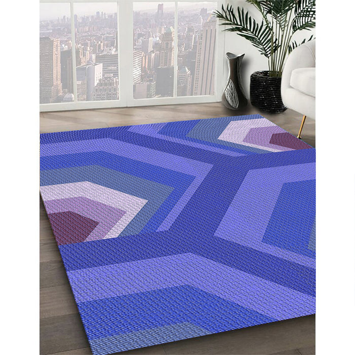 Patterned Light Slate Blue Rug in Family Room, pat1471blu
