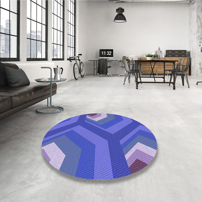Round Patterned Light Slate Blue Rug in a Office, pat1471blu