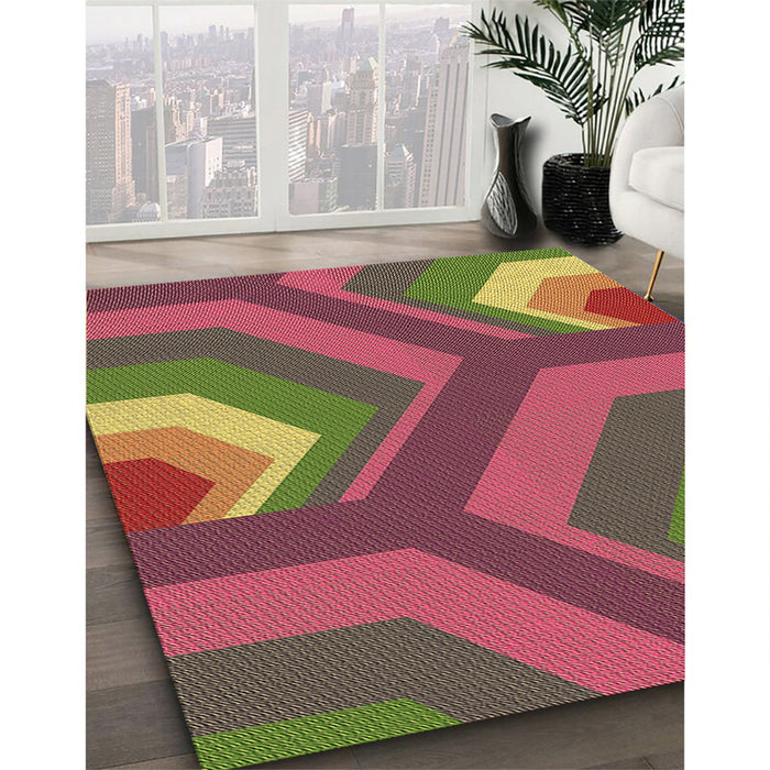 Patterned Dark Golden Brown Rug in Family Room, pat1471brn