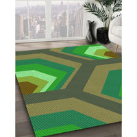 Patterned Antique Bronze Green Rug, pat1471grn