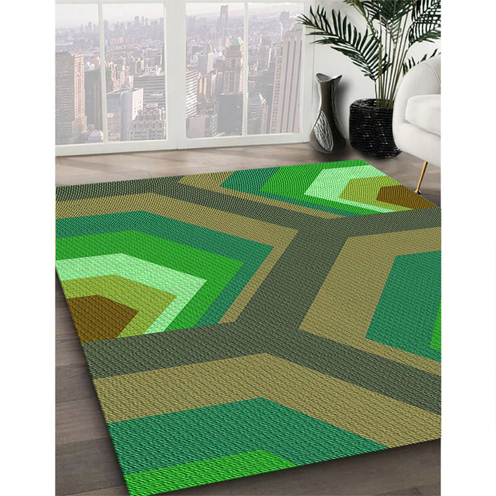 Machine Washable Transitional Antique Bronze Green Rug in a Family Room, wshpat1471grn