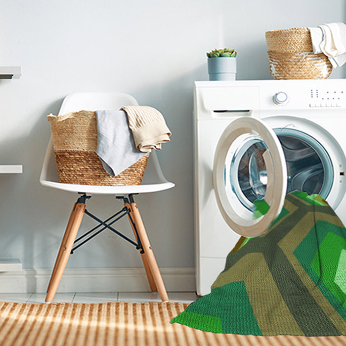Machine Washable Transitional Antique Bronze Green Rug in a Washing Machine, wshpat1471grn
