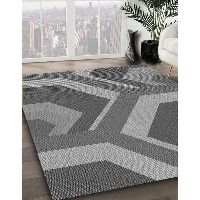 Patterned Gray Rug in Family Room, pat1471gry
