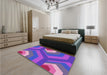 Round Machine Washable Transitional Neon Purple Rug in a Office, wshpat1471pur