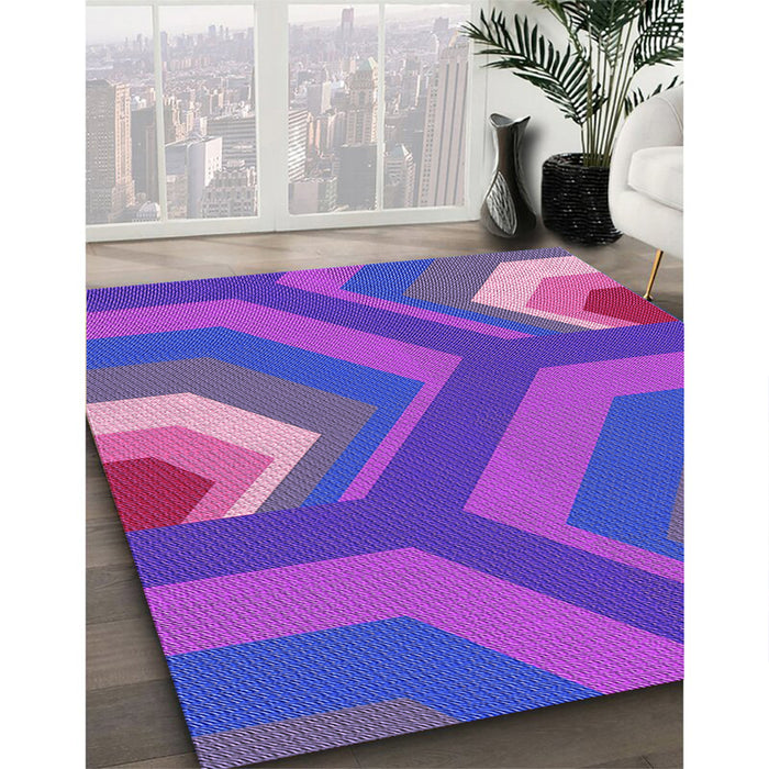Patterned Neon Purple Rug in Family Room, pat1471pur