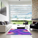 Square Patterned Neon Purple Rug in a Living Room, pat1471pur