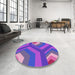 Round Patterned Neon Purple Rug in a Office, pat1471pur