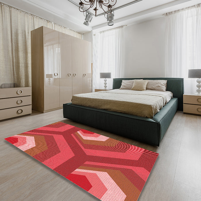 Patterned Orange Rug in a Bedroom, pat1471rd