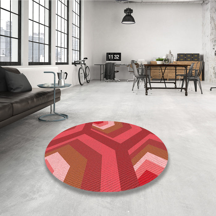 Round Patterned Orange Rug in a Office, pat1471rd