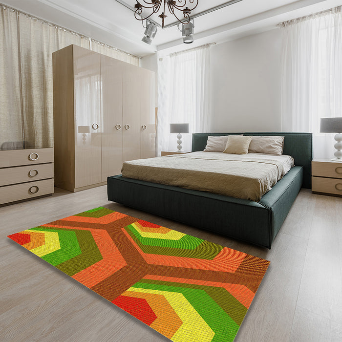 Patterned Pistachio Green Rug in a Bedroom, pat1471yw
