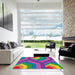 Square Machine Washable Transitional Green Rug in a Living Room, wshpat1471