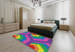 Machine Washable Transitional Green Rug in a Bedroom, wshpat1471