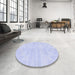 Round Patterned Lavender Blue Rug in a Office, pat1472blu