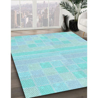 Patterned Diamond Blue Rug, pat1472lblu