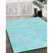 Machine Washable Transitional Diamond Blue Rug in a Family Room, wshpat1472lblu