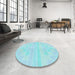 Round Patterned Diamond Blue Rug in a Office, pat1472lblu