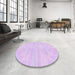 Round Patterned Bright Lilac Purple Rug in a Office, pat1472pur