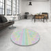 Round Patterned Dark Gray Novelty Rug in a Office, pat1472