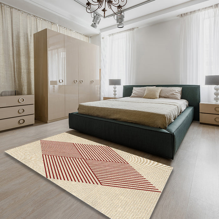 Patterned Wheat Beige Rug in a Bedroom, pat1473brn