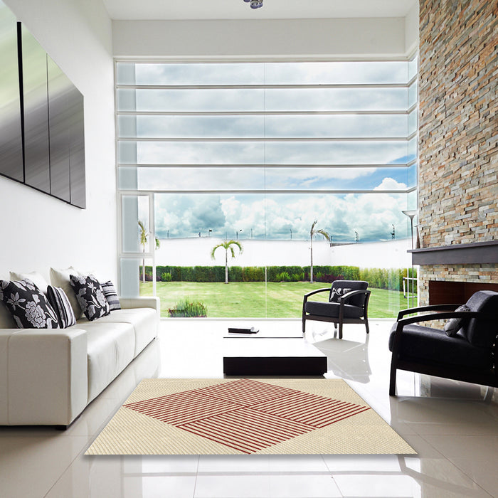 Square Patterned Wheat Beige Rug in a Living Room, pat1473brn