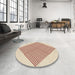 Round Patterned Wheat Beige Rug in a Office, pat1473brn