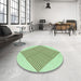 Round Patterned Green Rug in a Office, pat1473grn
