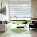 Square Patterned Green Rug in a Living Room, pat1473grn