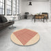 Round Patterned Bright Orange Rug in a Office, pat1473org