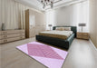 Patterned Dark Hot Pink Rug in a Bedroom, pat1473pur