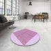 Round Patterned Dark Hot Pink Rug in a Office, pat1473pur