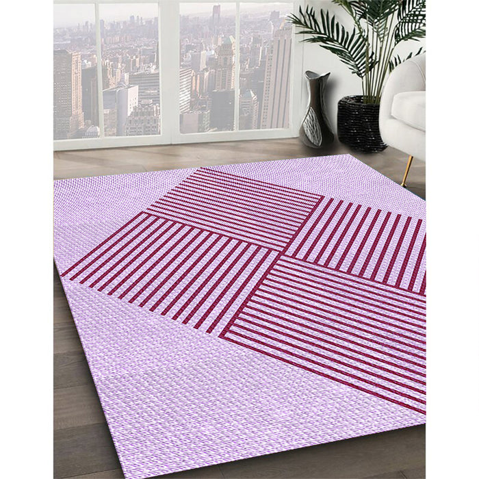 Patterned Dark Hot Pink Rug in Family Room, pat1473pur