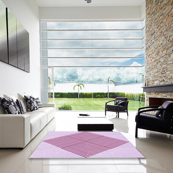 Square Patterned Dark Hot Pink Rug in a Living Room, pat1473pur