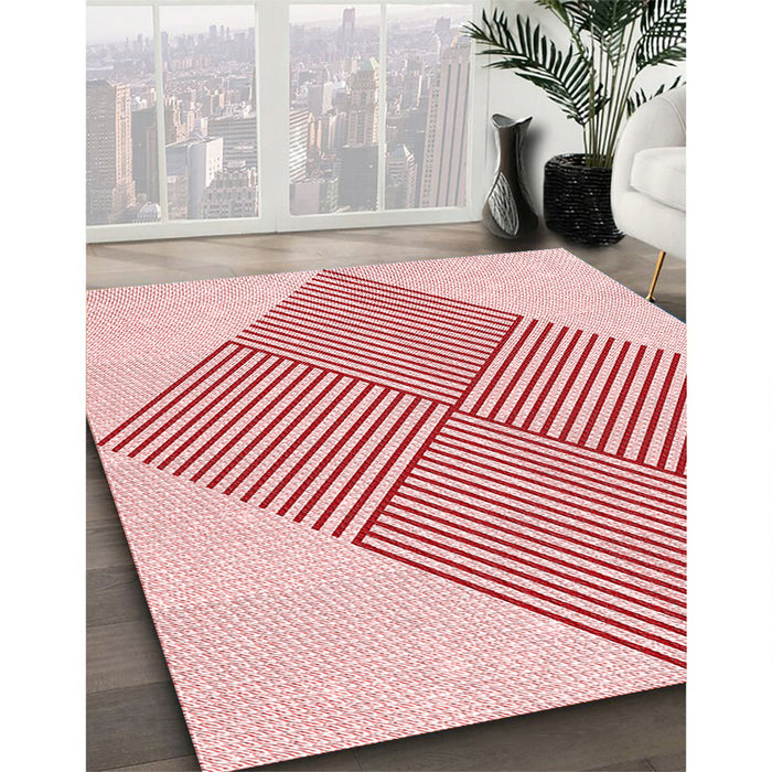 Patterned Light Rose Pink Rug in Family Room, pat1473rd