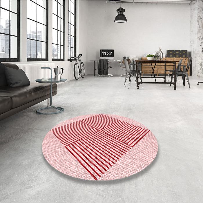 Round Patterned Light Rose Pink Rug in a Office, pat1473rd