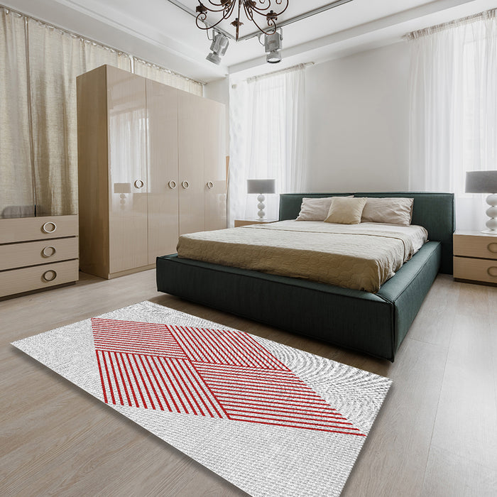 Patterned Off-White Novelty Rug in a Bedroom, pat1473