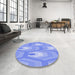 Round Patterned Light Slate Blue Rug in a Office, pat1474blu