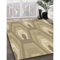 Patterned Dark Almond Brown Rug, pat1474brn