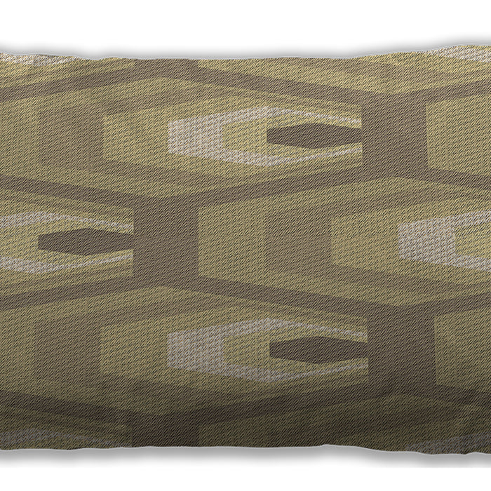 Patterned Rectangular Dark Almond Brown Lumbar Throw Pillow, 13 inch by 19 inch, lbpat1474brn