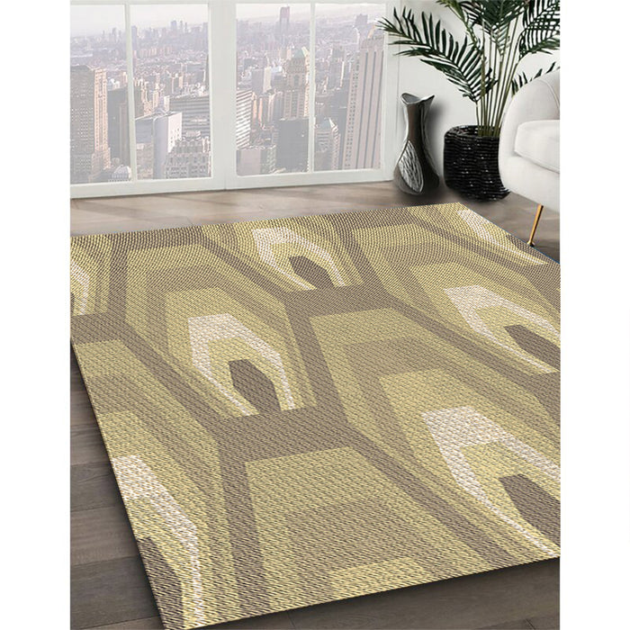 Patterned Dark Almond Brown Rug in Family Room, pat1474brn