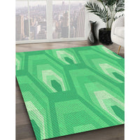 Patterned Lime Mint Green Rug, pat1474grn