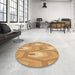 Round Patterned Orange Rug in a Office, pat1474org