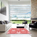 Square Patterned Light Coral Pink Rug in a Living Room, pat1474rd