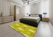 Patterned Yellow Rug in a Bedroom, pat1474yw