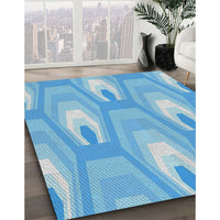 Patterned Blue Novelty Rug, pat1474